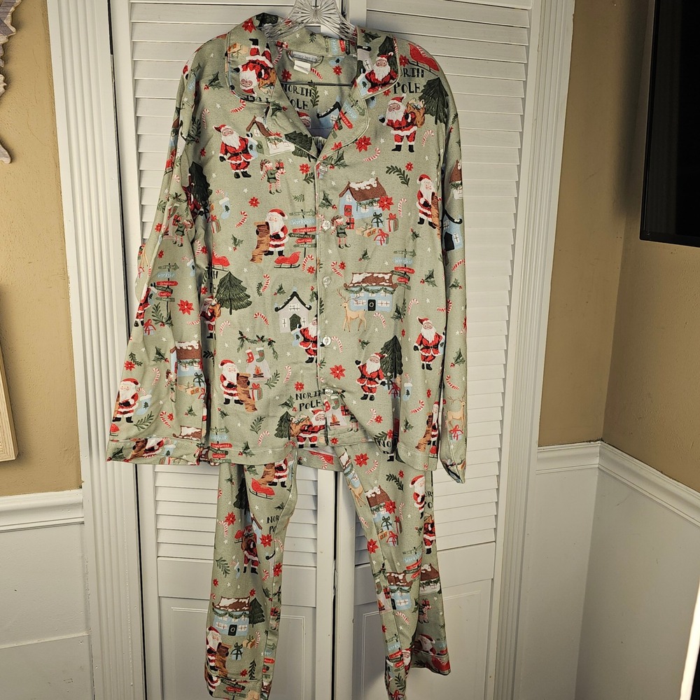 Pottery Barn Kids Adult Candy Cane Village Christmas Pajamas Mens Womens XL